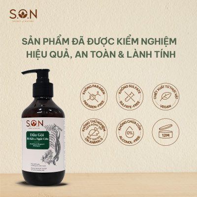 Dầu gội bồ kết & ngải cứu S.O.N giảm gàu ngứa và dầu nhờn, mềm mượt tóc