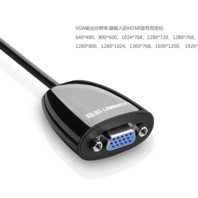 Ugreen UG40253MM105TK Màu Đen Bộ chuyển HDMI sang VGA - HÀNG CHÍNH HÃNG