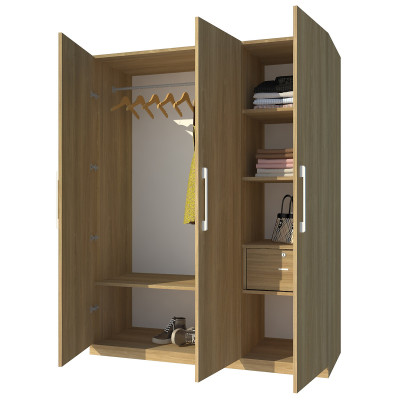 Tủ quần áo gỗ MDF Tundo 3 cánh 2 ngăn kéo màu vàng 120 x 55 x 200cm