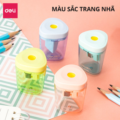 Gọt bút chì, chuốt bút chì Deli mini học sinh văn phòng nhỏ gọn, tiện lợi, dễ thương - Lưỡi thép không gỉ, sắc bén