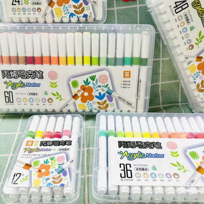 Bút Lông Màu Acrylic Marker 12/24/36/48/60 Màu Hàng Cao Cấp An Toàn Màu Sắc Tươi Sáng Vẽ Được Trên Nhiều Chất Liệu