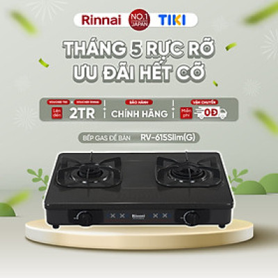Bếp gas dương Rinnai RV-615Slim-SCH(VP) mặt bếp kính Schott và kiềng bếp men - Hàng chính hãng.