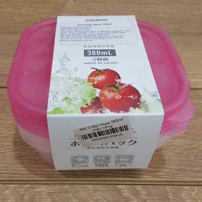 Combo 03 Bộ hộp thực phẩm Nakaya 380ml - Nội địa Nhật Bản (03 hộp/Bộ)