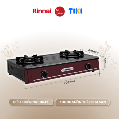 Bếp gas dương Rinnai RV-A271R(EB) mặt bếp men và kiềng bếp men - Hàng chính hãng.