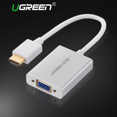 Ugreen UG40212MM102TK Màu Trắng Bộ chuyển HDMI sang VGA vỏ nhôm - HÀNG CHÍNH HÃNG