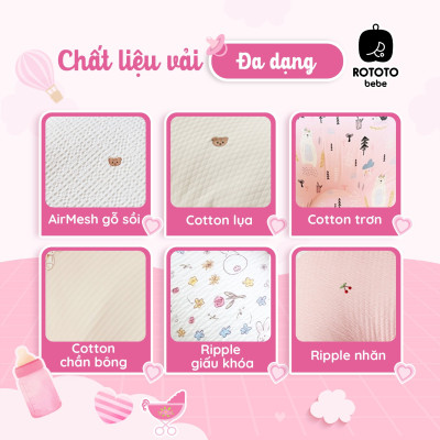 Gối chống trào ngược Rototo bebe chính hãng chất liệu Cotton chần bông