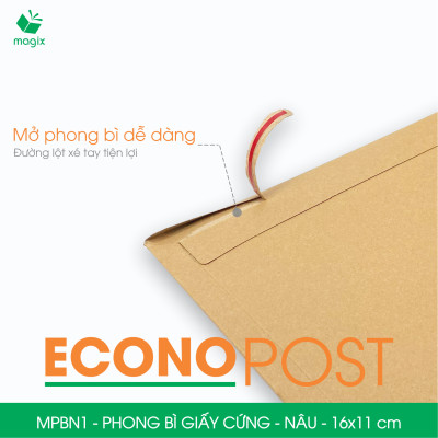 MPBN1 - 16x11 cm - Combo 20 phong bì giấy cứng đóng hàng màu nâu thay thế túi gói hàng