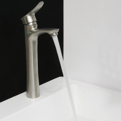 Vòi Lavabo nóng lạnh điếu cao 30cm Inox SUS 304 Eurolife EL-ORCHID 03 (Trắng vàng)