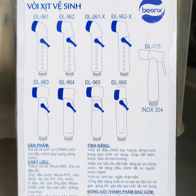 Vòi xịt vệ sinh WC bằng nhựa BEONX màu trắng, đuôi ren 21mm