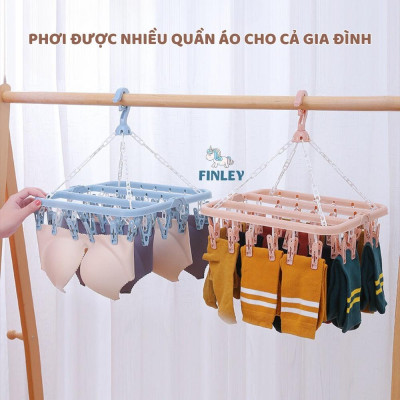 Móc Chùm Nhựa PP Cao Cấp 32 Kẹp Xoay 360 độ linh hoạt, có thể gấp gọn