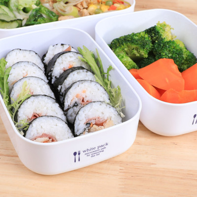 Set 02 hộp đựng thực phẩm White Pack 1000ml và 900ml, có nắp mềm giúp bảo quản thực phẩm sạch sẽ -nội địa Nhật Bản 