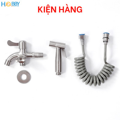 Bộ vòi xịt vệ sinh kèm vòi xả inox 304 dây lò xo Hobby Home Decor GXLX