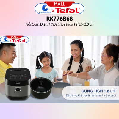 Nồi cơm điện tử Tefal 1.8 lít Delirice Plus RK776968- Hàng Chính Hãng - Dung tích:  1.8 lít, Số người ăn 4 - 6 người Công suất:  750W