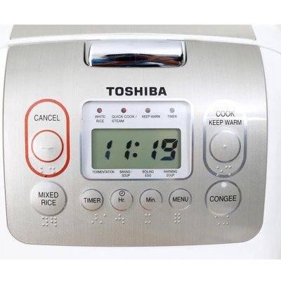 Nồi cơm điện tử Toshiba 1.8L RC-18NTFV(W) - Xuất xứ Thái lan - Lòng nồi hợp kim dày 4mm - Phù hợp cho gia đình 4-6 người - Hàng chính hãng - Bảo hành 12 tháng, chất lượng Nhật Bản