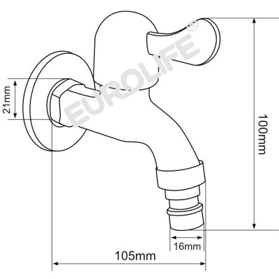 Vòi hồ - vòi máy giặt Inox SUS 304 Eurolife EL-121 (Trắng vàng)