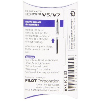 Hộp 3 Ruột Bút Mực Nước Pilot Hi-Tech Cartridge System V5/V7 BXS-LC-L-S3 - Màu Xanh