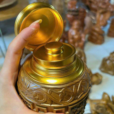 Hộp đựng trà (chè) bằng gỗ bách xanh kt cao 20×11cm