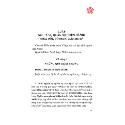 Luật Nghĩa vụ quân sự (hiện hành) (sửa đổi, bổ sung năm 2019) (bản in 2024)
