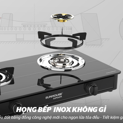 BẾP GAS DƯƠNG KÍNH SUNHOUSE MAMA MMB0910 - Hàng Chính Hãng