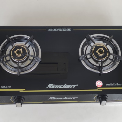 Bếp ga đôi kiếng cường lực Raiden RDB2210, đầu đốt đồng mũ coa cấp, kiềng gang-Hàng chính hãng