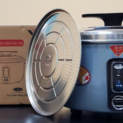 Nồi cơm điện công nghiệp 10L Ladomax công nghệ Nhật, nấu 6.5kg gạo, chống cơm cháy kèm vỉ hấp inox-Hàng chính hãng