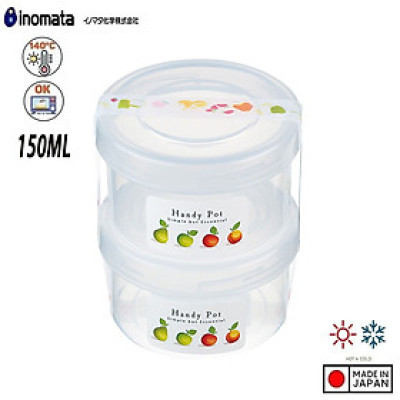 Set 2 chiếc hộp đựng thực phẩm tròn Inomata Handy Pot 150ml - Hàng nội địa Nhật Bản