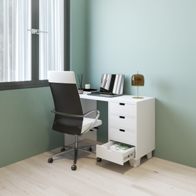 HAPPY FURNITURE , ALVA - Bàn làm việc 4 ngăn kéo, BAN_126 , 120cm x 45cm x 75cm DxRxC