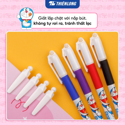 Combo 5/10/20 Bút Gel Thiên Long Doraemon GEL-012/DO ngòi 0.5mm mực xanh/đỏ/đen/tím thân bút in hình nhân vật Doraemon