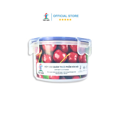Bộ 2 Hộp Tròn Đựng Thực Phẩm VIETSON 800ml Nắp Khóa 4 Cạnh Kín Hơi