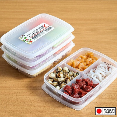Set 02 hộp thực phẩm chia ngăn 710ml, thiết kế nắp mềm dẻo bảo đảm kín hơi và chống tràn - nội địa Nhật Bản 