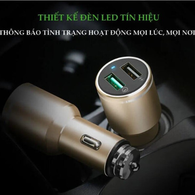 Ugreen UG30514CD130TK 48W màu Vàng Bộ sạc ô tô 2 cổng USB 2.4A + QC 3.0 - HÀNG CHÍNH HÃNG