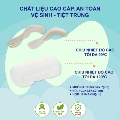 Bộ muỗng nĩa cong RICHELL TLI cho bé tự xúc có hộp đựng | Baby