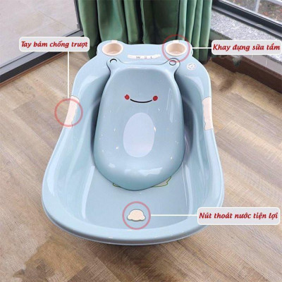 CHẬU TẮM KÈM VÕNG TẮM CHO BÉ HÌNH CON ẾCH CUTR BABY XINH XINH PHONG CÁCH HÀN QUỐC NHẬT BẢN ( TẶNG GÁO MÚC GỘI XỊN - XEM KỸ MÔ TẢ ))