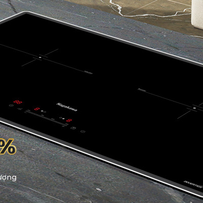 Bếp đôi điện từ Nagakawa UltraSlim NK2C29MB - Made in Malaysia - Bảo hành 5 năm - Hàng chính hãng