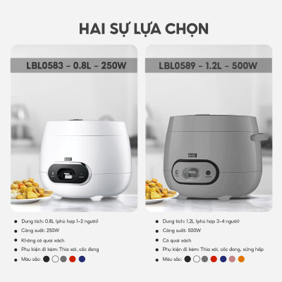 Nồi cơm điện Lebenlang LBL0589 dung tích 1200ml, công suất 500W, thiết kế đơn giản hiện đại - hàng chính hãng