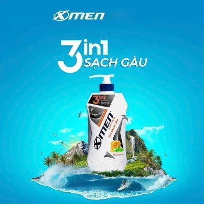 Tắm Gội Dưỡng Xmen Clean & Fresh 3in1 Sạch Gàu Chai 610g