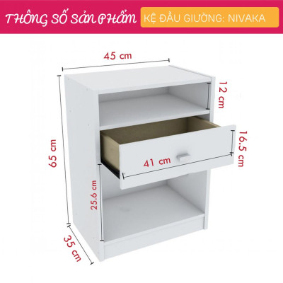 Kệ Đầu Giường Phòng Ngủ Nhỏ Gọn SMLIFE Nivaka