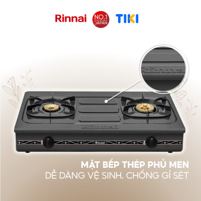 Bếp gas dương Rinnai RV-375(G)N mặt bếp men và kiềng bếp men - Hàng chính hãng.