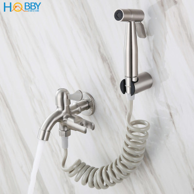 Bộ vòi xịt vệ sinh kèm vòi xả inox 304 dây lò xo Hobby Home Decor GXLX