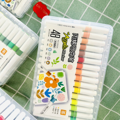 Bút Lông Màu Acrylic Marker 12/24/36/48/60 Màu Hàng Cao Cấp An Toàn Màu Sắc Tươi Sáng Vẽ Được Trên Nhiều Chất Liệu