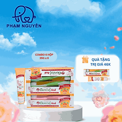 [COMBO 6 HỘP] Kem đánh răng thảo dược Dokbuaku cho em bé vị cam chống sâu răng - 35g