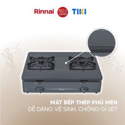 Bếp gas dương Rinnai RV-4680(G) mặt bếp men và kiềng bếp men - Hàng chính hãng.