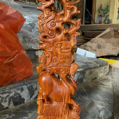 Tượng đạt ma sư tổ bằng gỗ hương đá kt cao 50×17×10cm