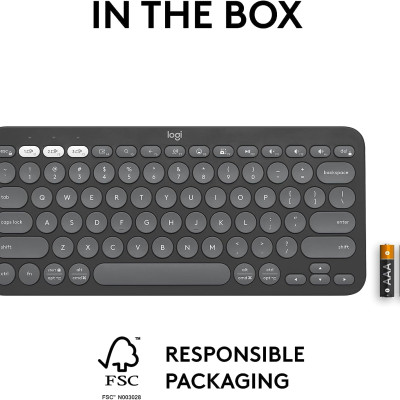 Bàn phím Bluetooth K380S Pebble Keys 2 mỏng, tối giản với các phím có thể tùy chỉnh - hàng chính hãng