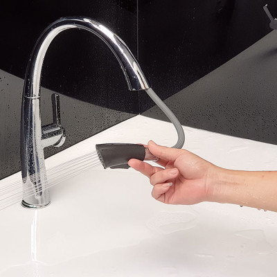 Vòi rửa chén nóng lạnh, dây kéo 2 chế độ Eurolife EL-KM07 (Trắng bạc)