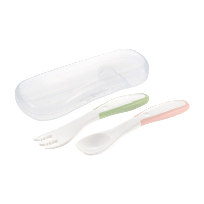 Bộ muỗng nĩa cong RICHELL Nhật TLI bước 2 cho bé tập xúc ăn | Baby (Kèm hộp)