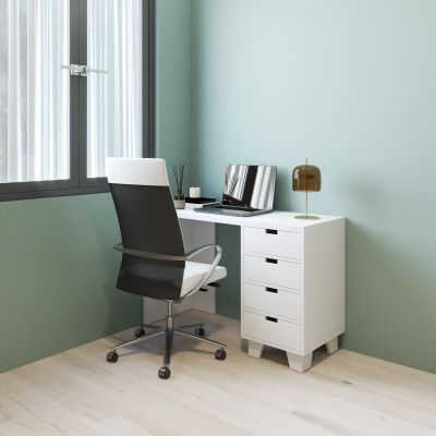 HAPPY FURNITURE , ALVA - Bàn làm việc 4 ngăn kéo, BAN_126 , 120cm x 45cm x 75cm DxRxC