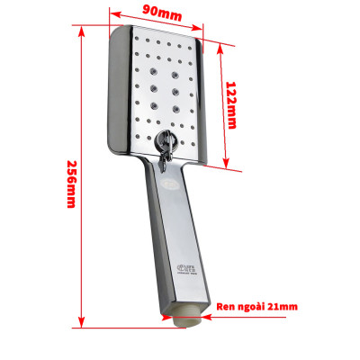 Tay sen vuông 3 chế độ chảy nhựa ABS mạ Chrome sáng bóng Eurolife EL-H201 (Trắng bạc)