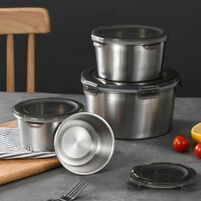 Hộp Đựng Thực Phẩm Inox 304 Hộp Đựng Cơm Trưa Thố Lạnh Có Lắp Nhựa 4 Dung Tích 350ml/600ml/1000ml/2000ml