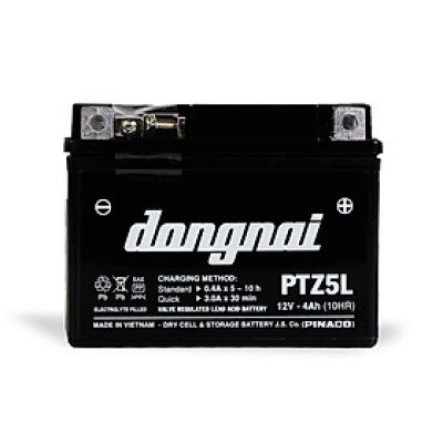 Ắc quy khô miễn bảo dưỡng Đồng Nai PTZ5L | 12V - 4Ah